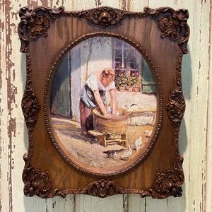 Antique Wooden Ornate Frame With Pissarro Print